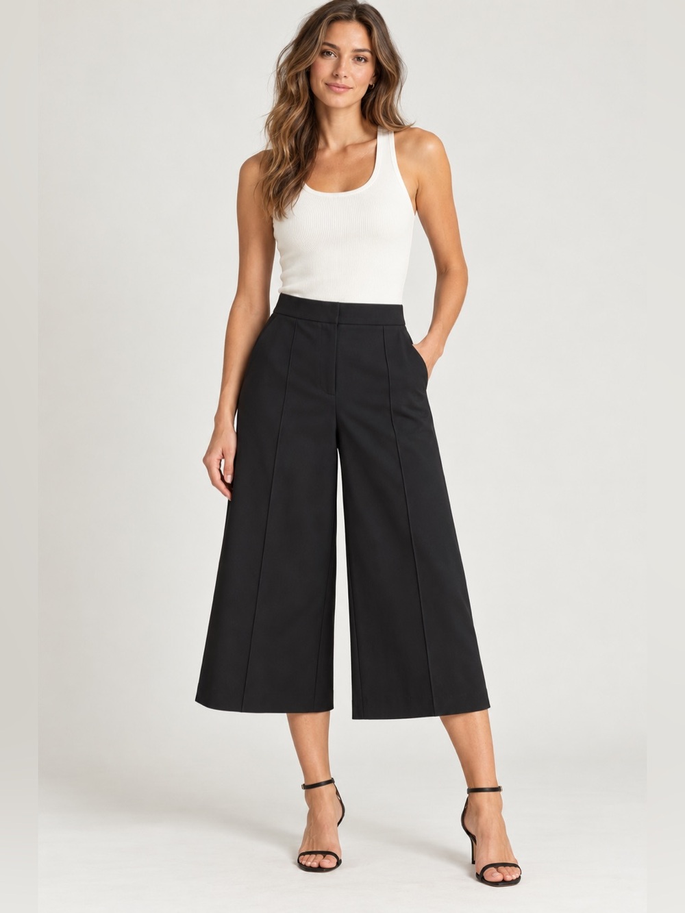 Kate Spade Rambling Roses Stretch Twill Culottes Black Size 8 NWT